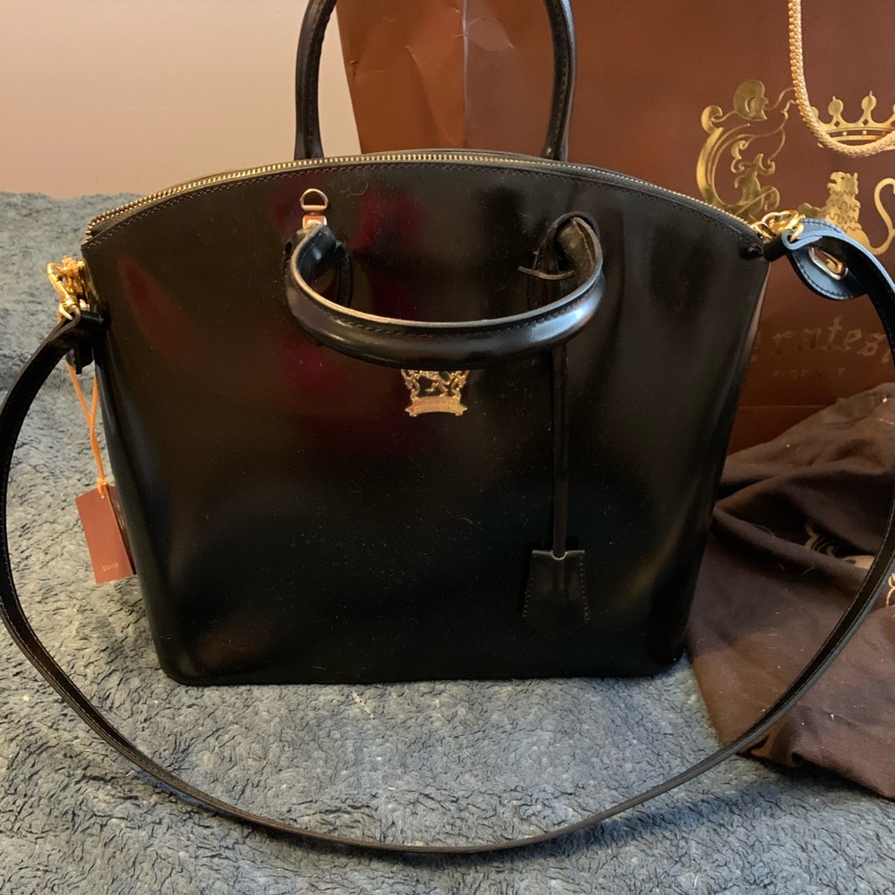 New handmade black Italian Pratesi bag